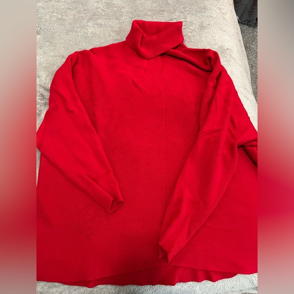 •SOLD•♦️Asymmetrical Red Turtleneck Sweater ♦️ - Picture 2 of 5